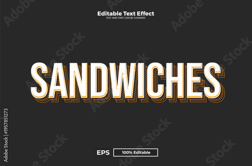 Sandwiches editable text effect in modern trend style