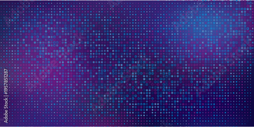 Purple abstract pixel texture bg video screen. Tv pattern background with square noise effect. Futuristic broadcast neon gradient banner for television. Modern vhs led static display element