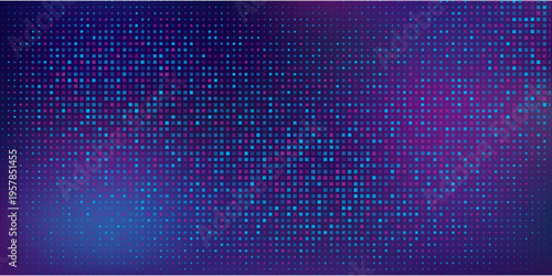 Purple abstract pixel texture bg video screen. Tv pattern background with square noise effect. Futuristic broadcast neon gradient banner for television. Modern vhs led static display element