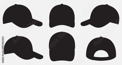  Collection of six black silhouette hats