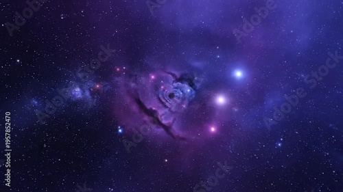 Purple Nebula in Deep Space Galaxy.