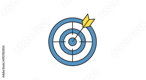 Archery Target With Arrow In Center, Bullseye Success Goal Concept