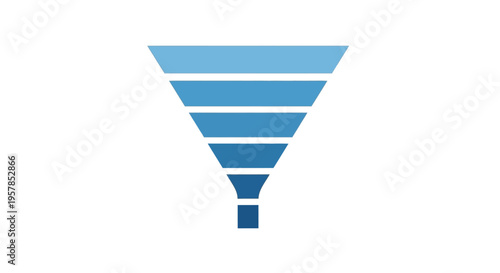 Blue Gradient Funnel Icon - Data Filtering and Sales Process Concept