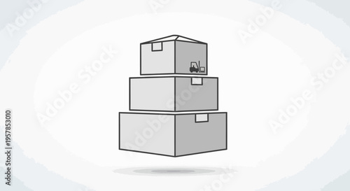 Stack of cardboard boxes, logistics and delivery concept, simple illustration