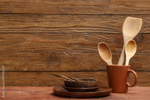 Brown clean tableware and c...
