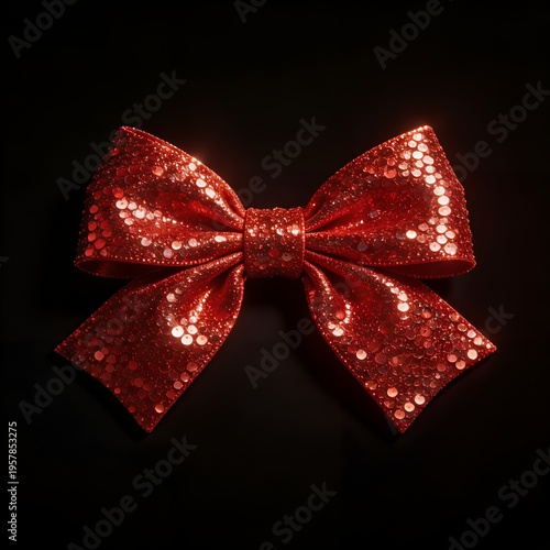 Scarlet Sparkle Bow: Glittering Sequin Accessory for Festive Elegance