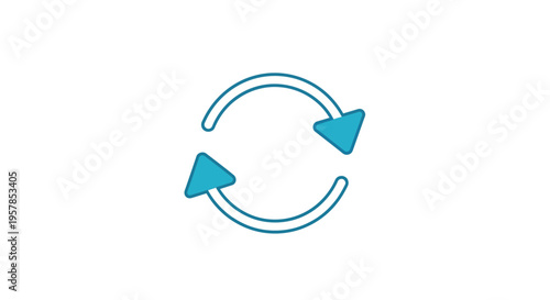 Blue Circular Arrows Refreshing Loop Icon on White Background