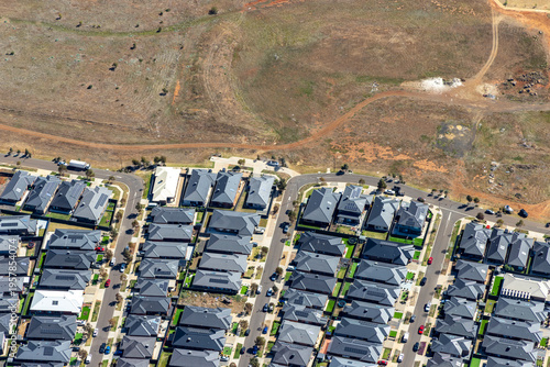 Strathtulloh Melbourne Victoria aerial view dense suburban housing estate with solar panels
