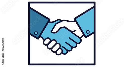 Business handshake icon, partnership agreement, deal completion, cooperation symbol