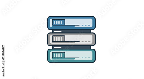 Server Rack Icon - Stacked Data Storage and Network Hardware