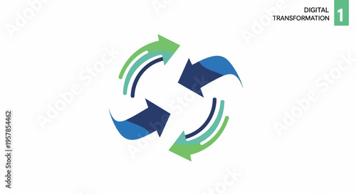 Digital Transformation Cycle Arrows Icon for Business Process Improvement
