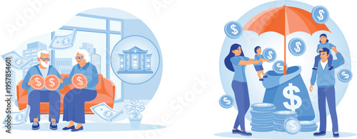 Financial security and generational wealth transfer illustration
