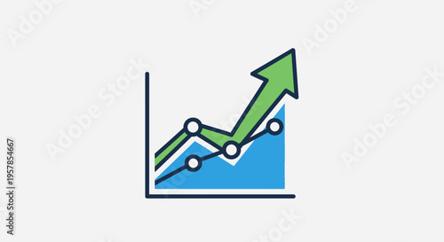 Upward Trend Graph Icon: Business Growth, Financial Success, Stock Market Data