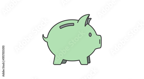Green Piggy Bank Icon - Saving Money Concept