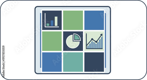 Digital Dashboard with Graphs and Charts on Tablet Screen