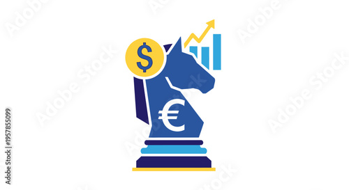 Chess Knight Strategy with Dollar and Euro Symbols, Growth Chart
