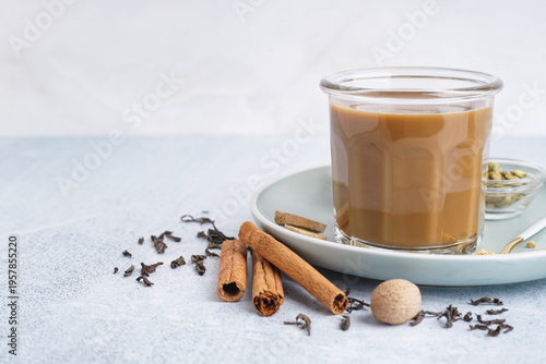 Glass of tasty masala tea w...