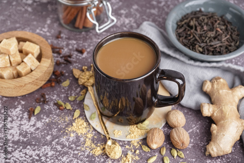 Cup of tasty masala tea wit...