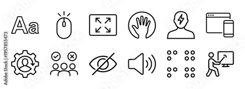 Inclusive Web Design and Digital Accessibility Solutions Minimalist Monoline Geometric Line Art for User Experience and Assistive Tech.