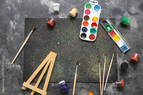 Colorful paint splatter on ...