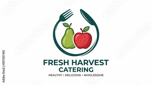 Fresh Food Catering Logo Design | Healthy Fruit Apple Pear Business Branding