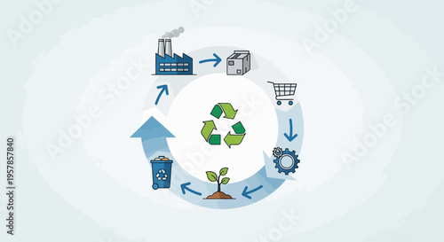 Circular Economy Concept: Production, Consumption, Recycling, and Waste Management