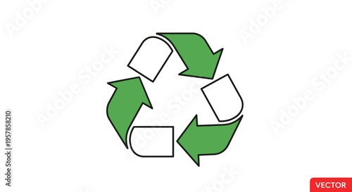 Green Recycling Symbol Vector Illustration - Eco Friendly Conservation Concept