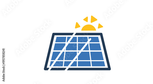 Solar Panel with Sun Icon, Renewable Energy Concept