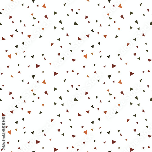 Small, scattered triangles in earthy tones on a white background