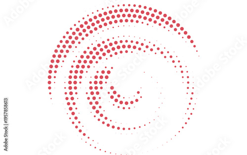Red halftone concentric circle background. Rippled sonic wave wallpaper. Dotted radial gradient texture. Vector rasterized rough backdrop for epicenter, target, radar signal, vibration, shake concept