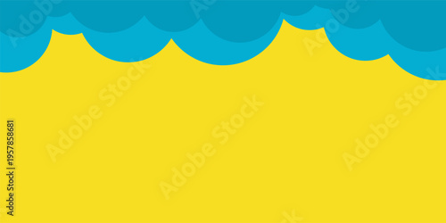 Yellow summer background with blue clouds. Free copyspace area design.