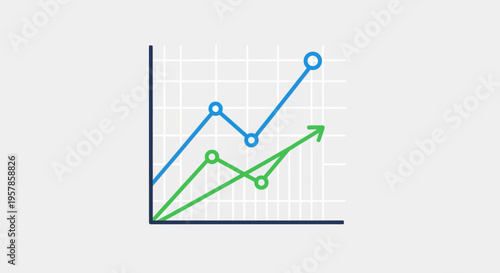 Business Growth Chart with Upward Trend Lines, Data Analysis Concept