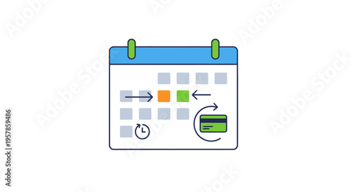 Calendar with Credit Card and Schedule Icons - Business Finance Planning