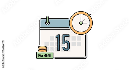 Calendar with Clock and Payment Icon, Deadline and Time Management Concept