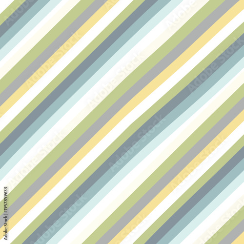 A seamless diagonal stripe pattern in muted pastel colors, varying in width