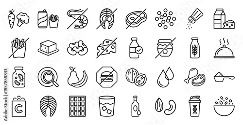Nutritional Science and Healthy Diet Plan Minimalist Monoline Geometric Line Art for Healthcare and Wellness Digital Interfaces