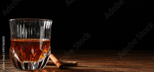 Glass of cold whiskey and c...