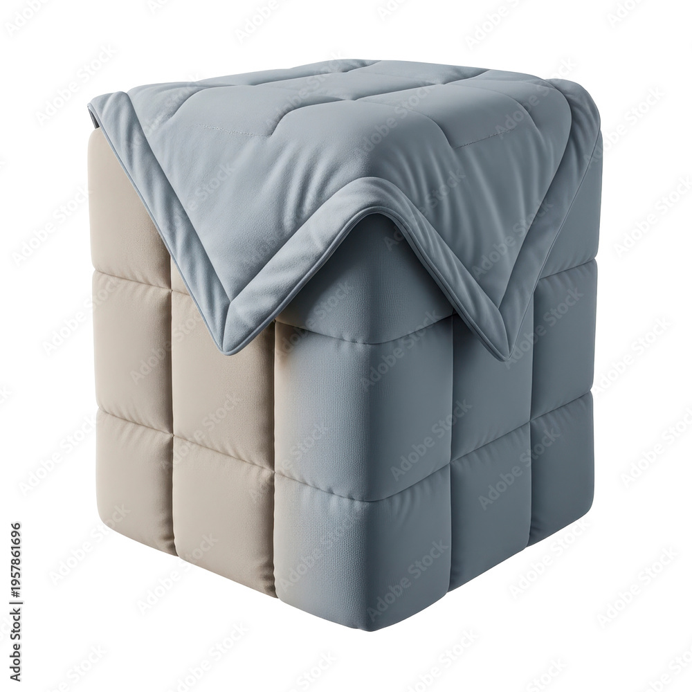 Fototapeta premium Quilted ottoman cube with draped blanket