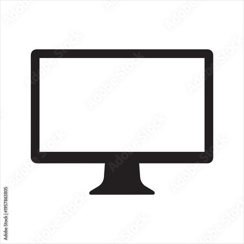 Computer monitor screen flat icon for apps and websites