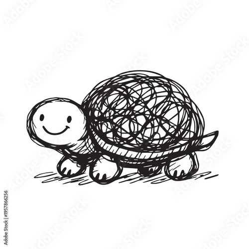 Tablou pe pânză A vector handdrawn sketch of a turtle, designed with rough lines and draft style elements to convey a natural, artistic, and creative visual impression
