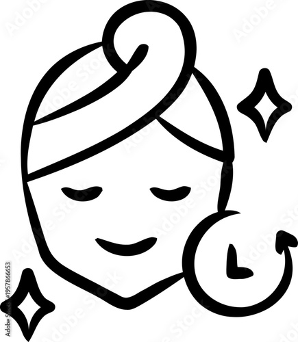 Woman Face Skincare Routine Icon.