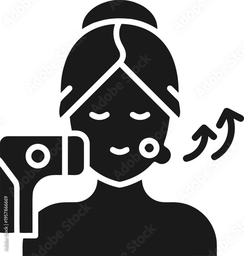 Woman Using Facial Steamer Device.