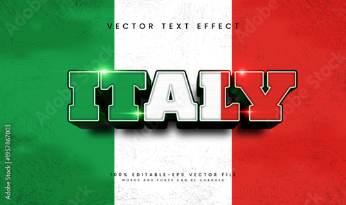 3d Italy modern style, editable vector text effect. Suitable for celebrating italy event theme.