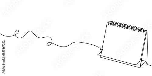 Tableau sur toile Continuous one line calendar icon art continuous event time outline