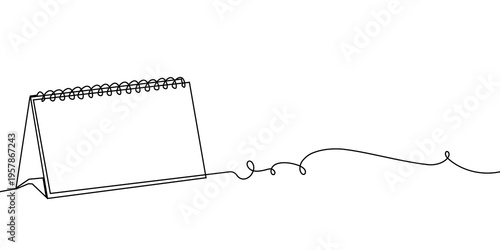 Schilderij op canvas Continuous one line calendar icon art continuous event time outline