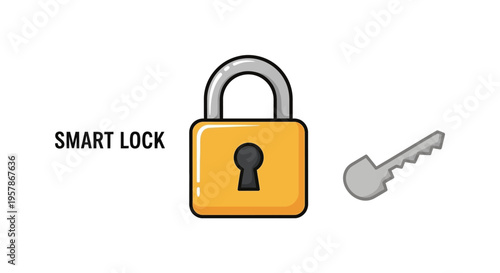 Smart Lock and Key Icon - Security and Access Concept