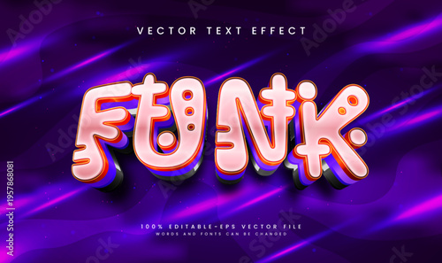 Pop funk purple, editable vector text effect. Suitable for happy time event.