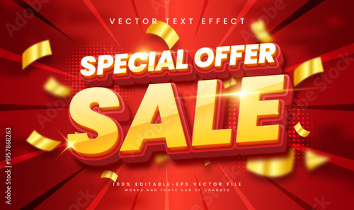 Offer sale 3d editable vector text effect. Modern theme,  suitable for promotion product sale.