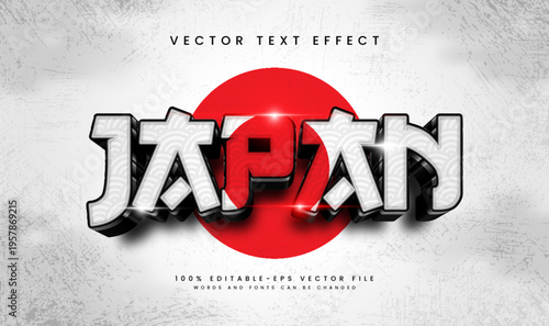 3d Japan style, editable vector text effect. Asian concept, suitable for celebrating japan event theme.