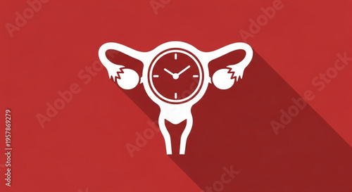 Symbolic representation of a woman's reproductive system intertwined with a clock, signifying fertility, time-sensitive health, and the biological clock